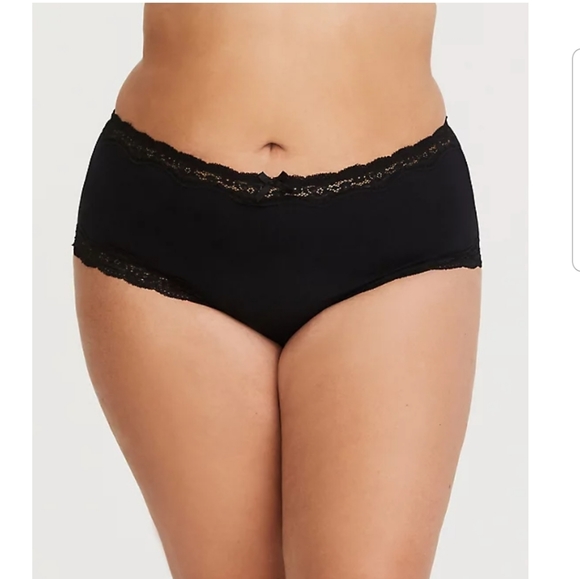🖤🔥 BLACK LACE COTTON CHEEKY PANTY MID-RISE - Picture 2 of 7